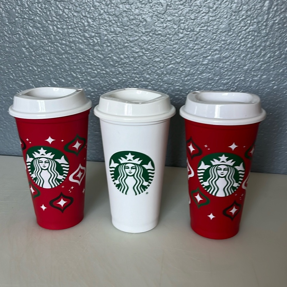 Starbucks Reusable Travel 16 oz Cups set of 3 with Lids